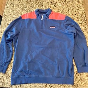 Vineyard Vines Shep Shirt Blue & Red 1/4 Zip Up
